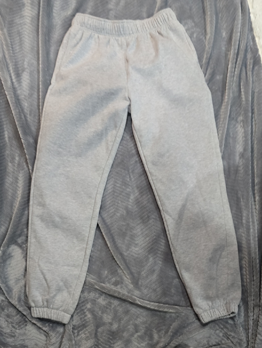 Light Gray Fleece Sweatpants with Elastic Waistband